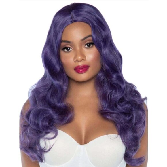 Wavy Purple Wig 29in Long with Adjustable Elastic Band Cap - Picture 5 of 7